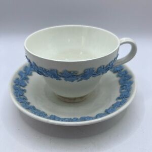 Wedgewood white lavender fairy White and Blue Embossed Teacup and Saucer